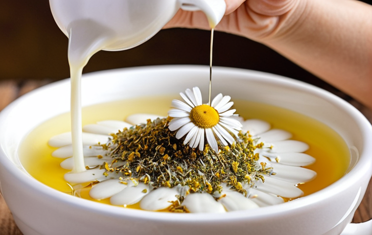 **Image:** A close-up of essential oils (chamomile, lavender, tea tree) being carefully dripped into a plain, white cream. Focus on the textures and colors of the oils and cream.
    **Prompt:** "Close-up shot of essential oils (chamomile, lavender, tea tree) being carefully added to a neutral cream base, emphasizing natural textures and calming colors."