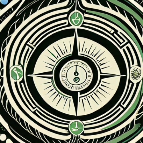**Prompt 1: The Guiding Compass in the Labyrinth**
    A lone consumer stands overwhelmed and confused within a sprawling, chaotic labyrinth formed by misleading 'natural' cosmetic labels and deceptive 'greenwashing' claims. Above the confusion, a radiant, stylized certification seal (like the COSMOS Organic logo, subtly glowing) acts as a guiding compass or beacon, cutting through the fog and pointing towards a clear path of genuine natural and ethical products. The scene embodies a sense of relief and clarity found amidst misinformation, portraying the seal as a 'safe haven' for conscious choices.