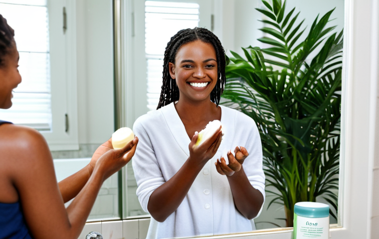 **

A diverse group of women smiling and applying natural body lotion, fully clothed in modest, casual attire. The background is a bright, modern bathroom with plants. Focus on healthy, glowing skin. Include ingredients like shea butter, coconut oil, and aloe vera on the product labels. Safe for work, appropriate content, professional, perfect anatomy, correct proportions, natural pose, well-formed hands, proper finger count, natural body proportions.

**
