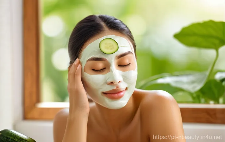 천연화장품 마스크팩 사용법 - A serene close-up of a person (gender-neutral, focusing from the shoulders up) with closed eyes, exh... 천연화장품 마스크팩 사용법 - A serene close-up of a person (gender-neutral, focusing from the shoulders up) with closed eyes, exh...